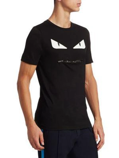 Shop Fendi Monster Zip Mouth T-shirt In Black