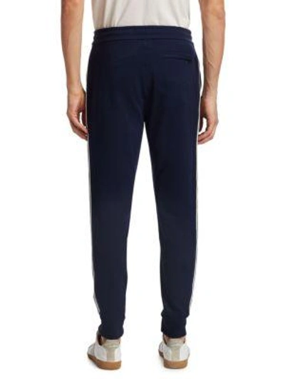 Shop Ralph Lauren Lux Fleece Varsity Track Pants In Navy