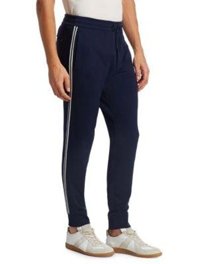 Shop Ralph Lauren Lux Fleece Varsity Track Pants In Navy