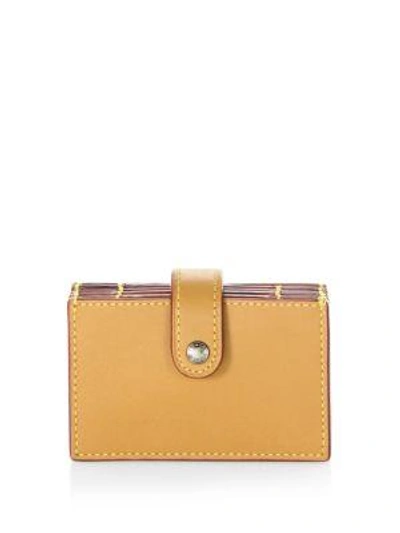 Shop Coach Leather Card Case In Beige