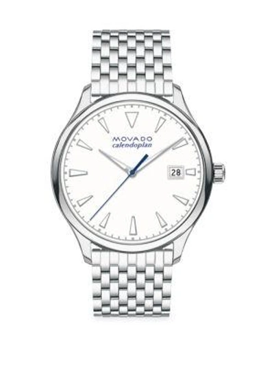 Shop Movado Women's Heritage Series Stainless Steel Calendoplan Watch In White