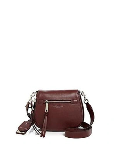 Shop Marc Jacobs Recruit Nomad Small Leather Saddle Bag In Blackberry/silver