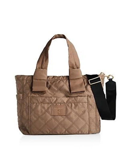 Shop Marc Jacobs Knot Quilted Nylon Diaper Bag In French Gray/gold