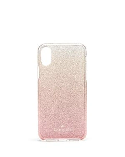 Shop Kate Spade New York Ombre Glitter Iphone X Case In Pink Glitter/silver