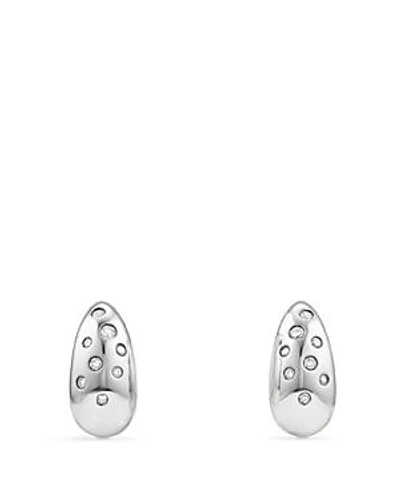 Shop David Yurman Pure Form Earrings With Diamonds In White/silver