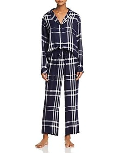 Shop Rails Plaid Long Pajama Set In Cadet/white