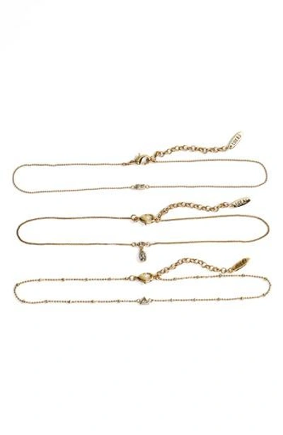 Shop Luv Aj Hanging Stone Set Of Three Choker Necklaces In Gold
