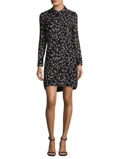 Shop Tory Burch Floral Silk Shirt Dress In Black Stamped Floral