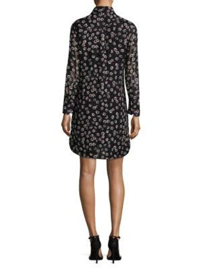 Shop Tory Burch Floral Silk Shirt Dress In Black Stamped Floral
