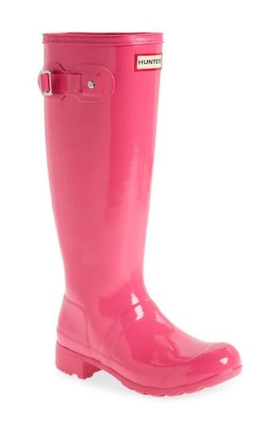 Shop Hunter Original Tour Gloss Packable Rain Boot In Ion Pink