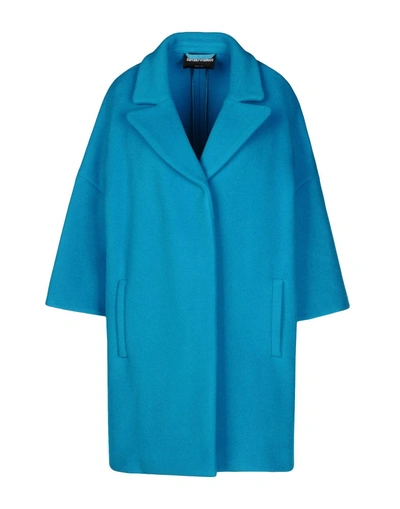 Shop Emporio Armani Coats In Azure