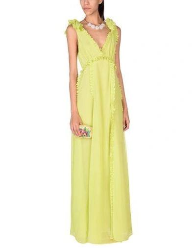 Shop Msgm Evening Dress In Acid Green