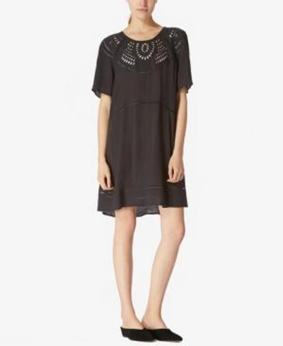 Shop Avec Les Filles Eyelet Babydoll Dress In Black