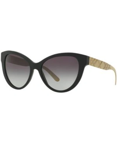 Shop Burberry Sunglasses, Be4220 In Black Matte/grey Gradient