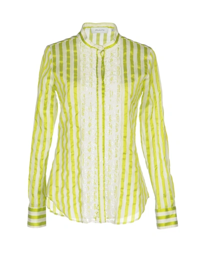 Shop Aglini Lace Shirts & Blouses In Light Green