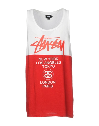Shop Stussy Tank Tops In White