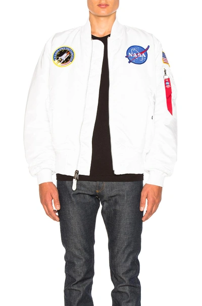 Shop Alpha Industries Ma 1 Nasa-bomberjacke In White