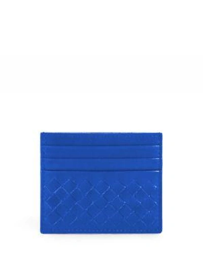 Shop Bottega Veneta Woven Flat Card Case In Cobalt