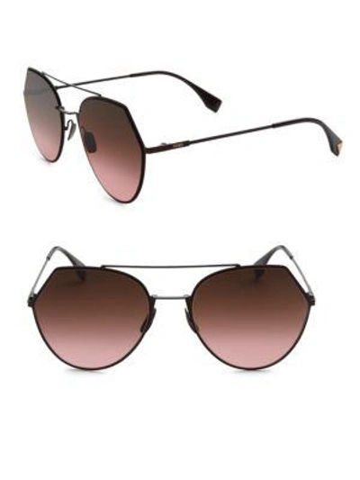 Shop Fendi 55mm Notched Aviator Sunglasses In Plum