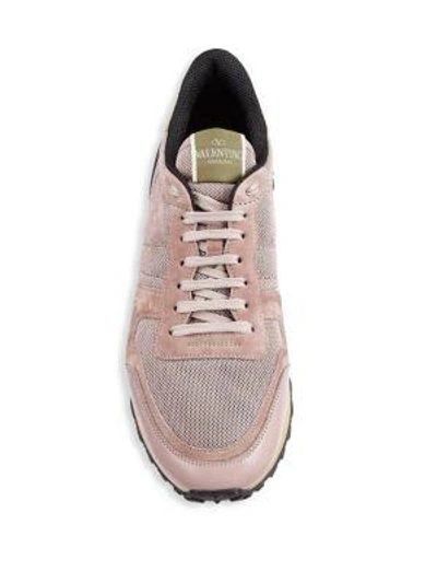 Shop Valentino Mesh Runner Sneakers In Pale Pink