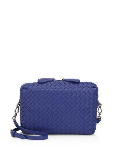 Shop Bottega Veneta Pillow Intrecciato Leather Crossbody Bag In Cobalt