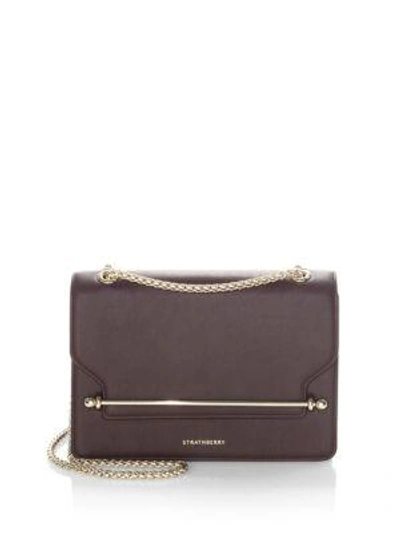 Shop Strathberry Leather Shoulder Bag In Burgundy