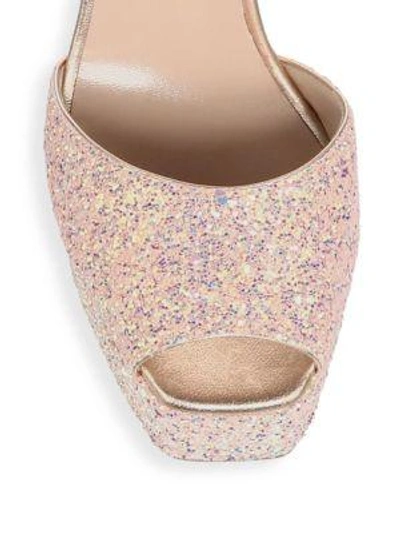 Shop Giuseppe Zanotti Lavinia Glitter Leather Platform Sandals In Milk