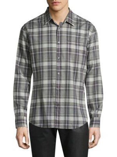 Shop John Varvatos Plaid Button-down Shirt In Iris