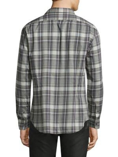 Shop John Varvatos Plaid Button-down Shirt In Iris
