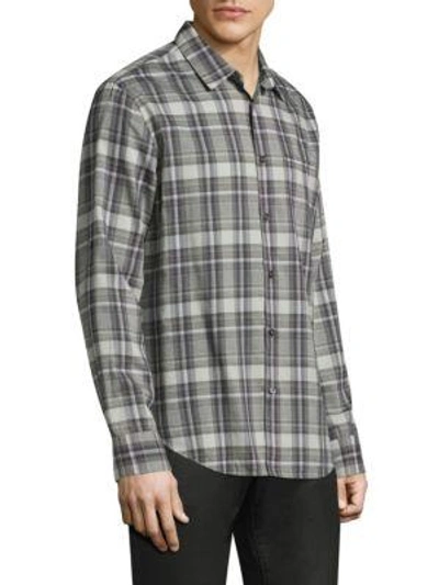 Shop John Varvatos Plaid Button-down Shirt In Iris