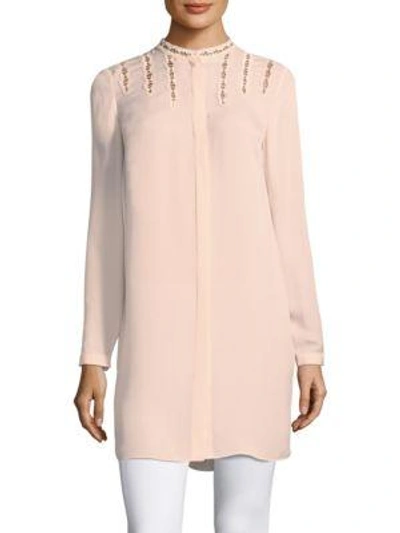 Shop Elie Tahari Chic Silk Tunic In Gentle Blush