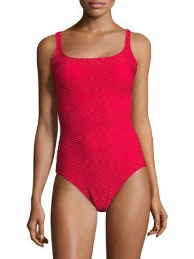 Shop Gottex Swim Essenceone-piece Squareneck Swimsuit In Rose