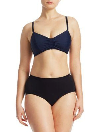 Shop Malia Mills Soft Ruched Triangle Bikini Top In Baltic Blue