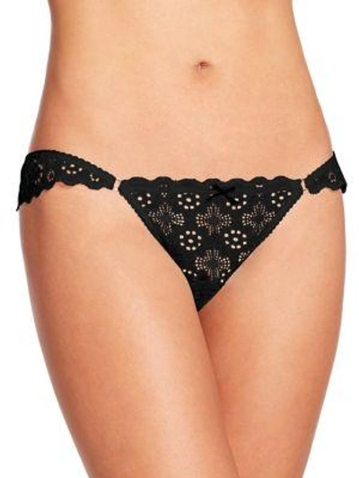 Shop Fleur Du Mal Women's Crochet Lace Thong In Black