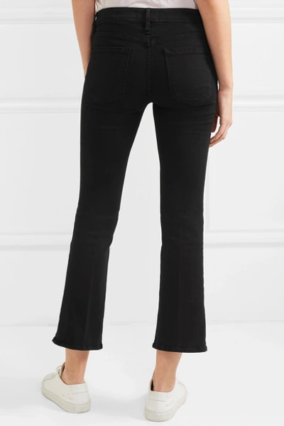 Shop Frame Le Crop Mini Mid-rise Bootcut Jeans In Black