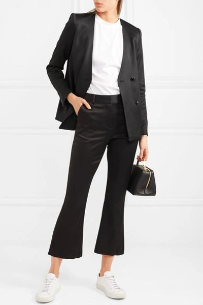 Shop Frame Double-breasted Satin Blazer In Black