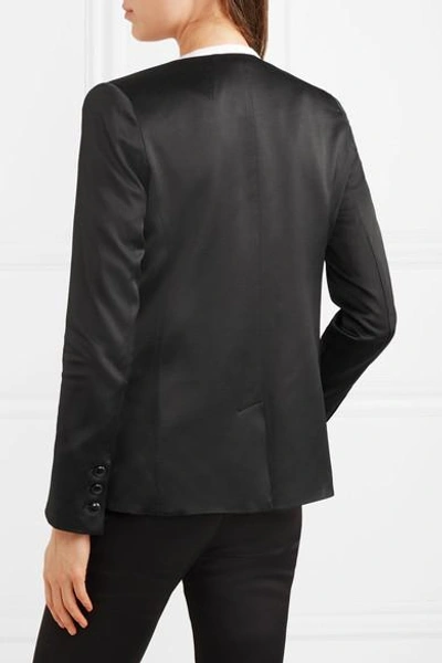 Shop Frame Double-breasted Satin Blazer In Black