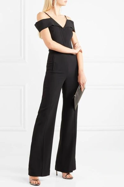 Shop Roland Mouret Cold-shoulder Crepe Jumpsuit