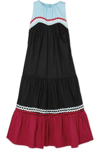 Shop Paper London Flamenco Appliquéd Cotton-twill Midi Dress