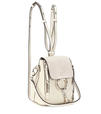 Shop Chloé Faye Mini Leather And Suede Backpack In White