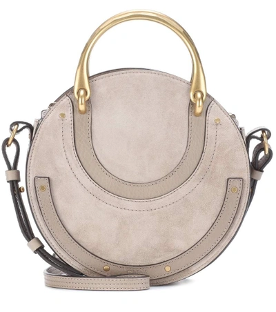 Shop Chloé Pixie Leather And Suede Shoulder Bag In Grey