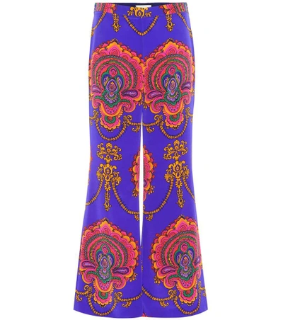 Shop Gucci Printed Silk Trousers In Multicoloured