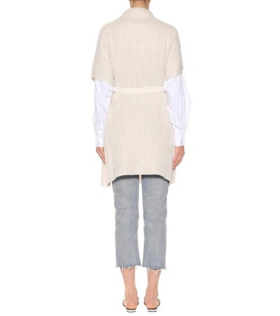 Shop Agnona Knitted Cashmere Cardigan In Beige