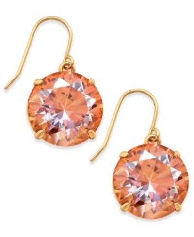 Shop Kate Spade New York Shine On Gold-tone Crystal Drop Earrings In Orange Yellow