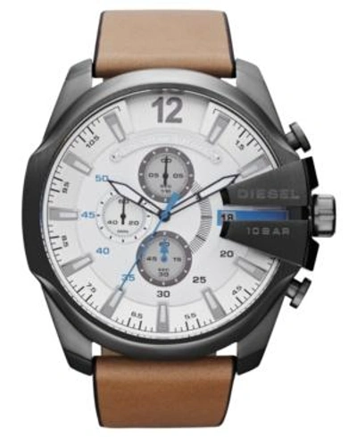 Shop Diesel Men's Chronograph Tan Leather Strap Watch 51mm Dz4280