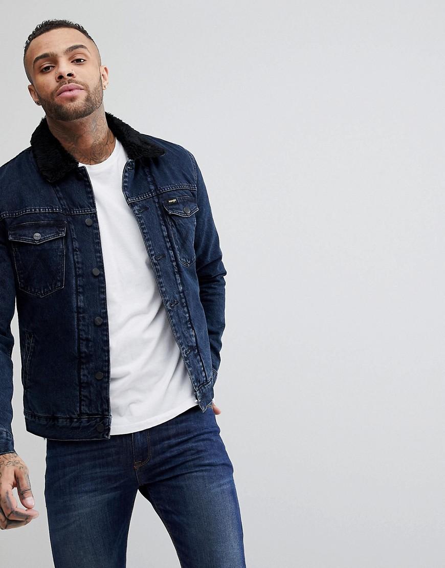 dark blue sherpa denim jacket