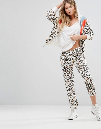 Shop Wildfox Retro Leopard Tracksuit Pant - White