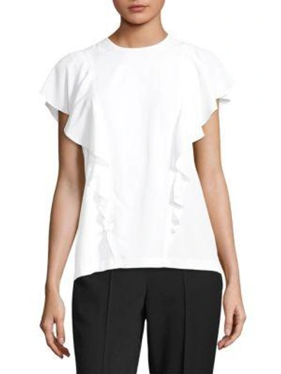 Shop Hugo Boss Ipapilia Ruffle Tee In Vanilla