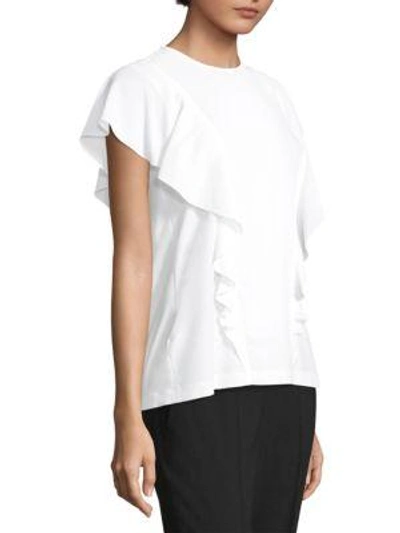 Shop Hugo Boss Ipapilia Ruffle Tee In Vanilla