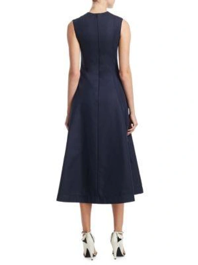 Shop Calvin Klein 205w39nyc Silk-blend Flare Dress In Navy